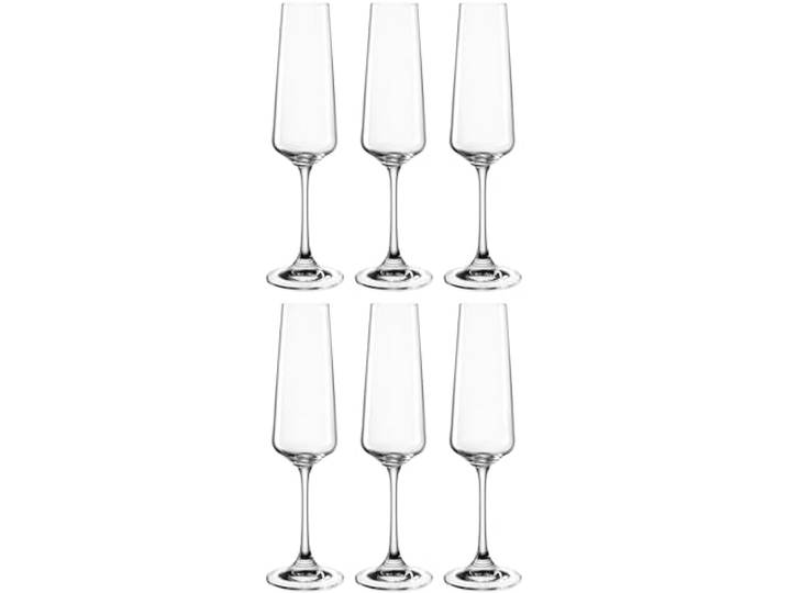 LEONARDO HOME Paladino champagneglazen set van 6 vaatwasmachinebestendige prosecco glazen champagnekelk met getrokken steel champagneglazen 220 ml 066309