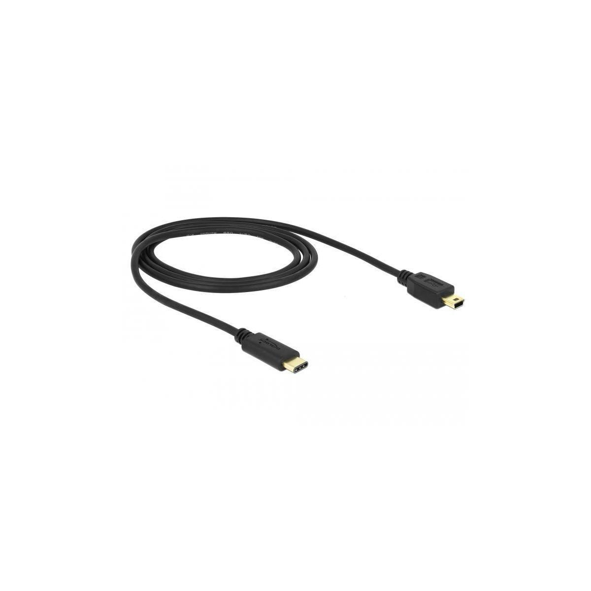 Delock 83603 USB-kabel USB-C naar Mini-B, zwart, 1,00 m