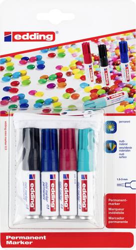 Edding 0.5 mini marker 4-05-4-1 Permanentmarker Schwarz, Blau, Rot, Hellblau wasserfest: Ja