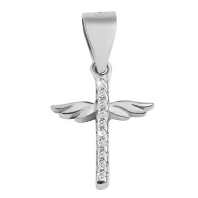 Kreuzanhänger AKZENT "Edith" aus 925 Sterlingsilber, rhodiniert, langlebig", silber (silberfarbig), Schmuckanhänger, Damen, Silber 925 (Sterlingsilber)