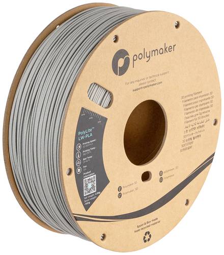 Polymaker PA08003 Filament LW-PLA Matt, Geringe Dichte 1.75mm 800g Grau PolyLite 1St.
