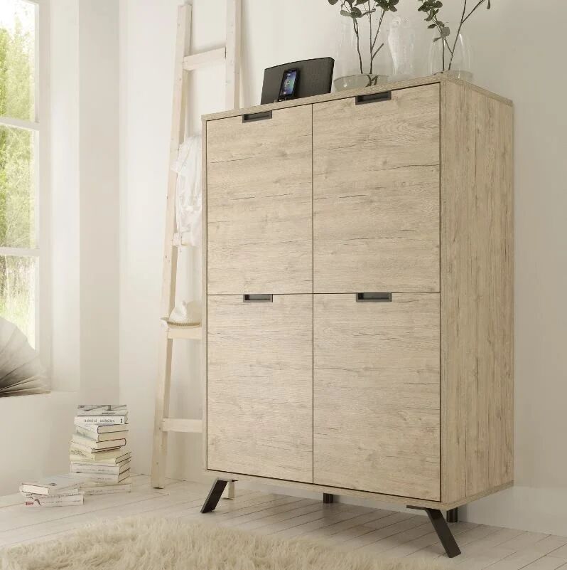 garneroarredamenti Credenza 106x152h cm moderna rovere chiaro Juvena