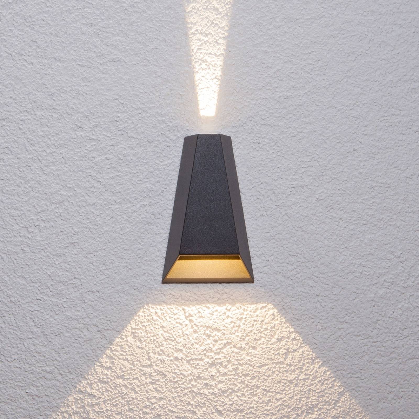 LED Aussenwandleuchte JENDRIK Lucande, schwarz, Aluminium, Modern, LED Wandleuchte außen