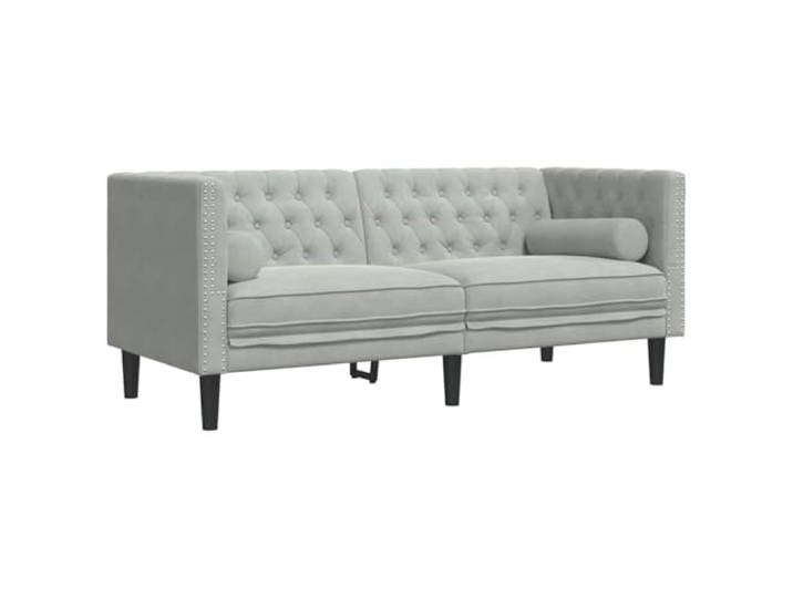 IBUQDDV Sofa Hellgrau 174 x 74,5 x 70,5 cm Samt Chesterfield Samtbezug,Knopfheftung,gerollte Arme,Schaumfüllung,Innenbereich,Wohnzimmer,Chesterfield-Stil