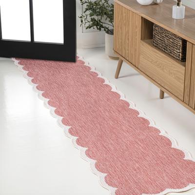 JONATHAN Y Alice Classic Cottage Two-Tone Scalloped Indoor/Outdoor Shaped Area Rug