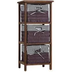 HTI-Living, Badezimmerregal, Regal mit 3 Körben Mia Landhaus Braun (31 x 28 x 70 cm)