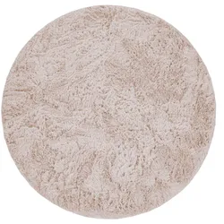 HOCHFLORTEPPICH, einfarbig, aus Polyester, Creme, Ø 160 cm