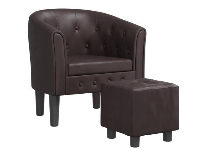 SARA@Chaise avec design de cabriolet avec repose-pied marron similicuir - Fauteuil mixe 1 personne HO87736
