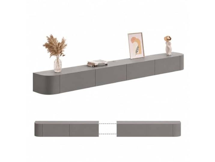 XRRJFYH TV Board Hängend Lowboard TV Schrank Holz Fernsehtisch Massives mit Schubladen, Kabelmanagement, Abgerundete Ecken, Wandmontage Wohnzimmer(Gray,260cm/102.5in)