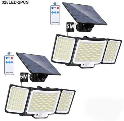 Inspired Finds 348LED Solar Outdoor Security Motion Sensor Light Waterproof Garden Garage Spotlight 328led 2pcs