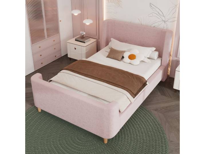 Lit enfant Lit rembourré 90x200 cm Lit simple - SWEIKO - Velours Rose
