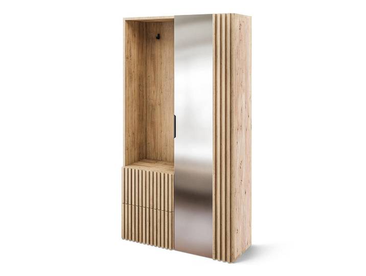 Petits-meubles Vitrine Velma Holz, Braun, Holzwerkstoff, 2 Schubladen, 100x180x35 cm, Esszimmer, Vitrinen, Vitrinenschränke