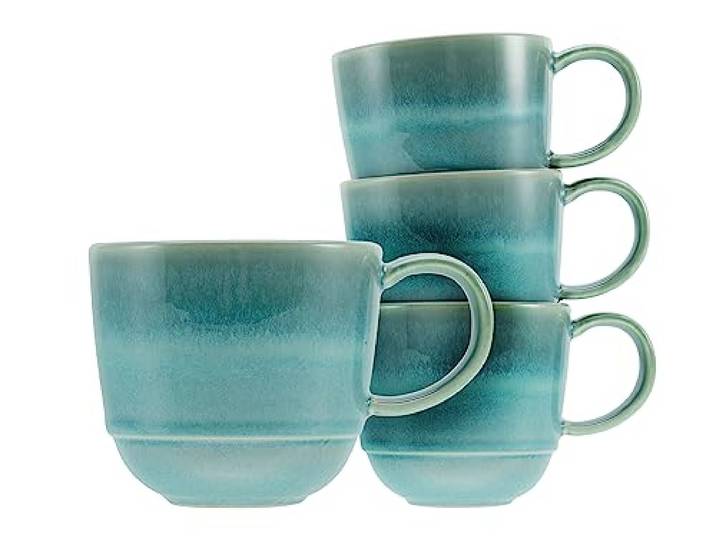 Creatable\, 21513 Série Yuki Lot de 4 tasses à café en grès Passe au lave-vaisselle et au micro-ondes Fabriqué au Portugal