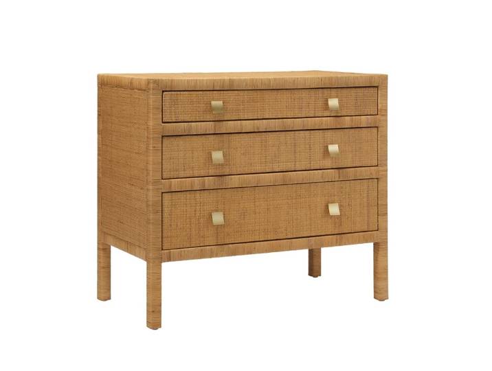 Commode en rotin et cannage beige