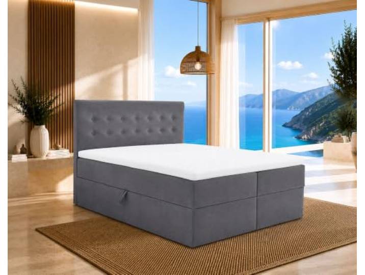 Best For Home Boxspringbett S Deluxe mit 7 Zonen Taschenfedermatratze 4 Größen 10 Farben (140x200, Grau)