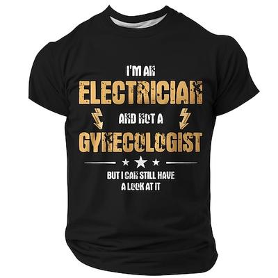 Lustiges Herren Elektriker T-Shirt - 'Kein Frauenarzt aber ich kann mal schauen' Arbeits Humor Grafik Tee