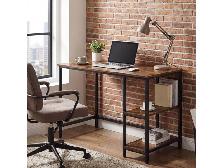 Rehausse Bureau d'Ordinateur Table Informatique Style Moderne pour Bureau à Domicile Chambre à Coucher Salon Marron et Noir