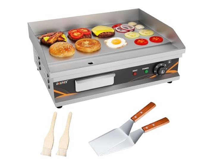 DULNICE Plancha Électrique Professionnelle en Acier Inox 54x40cm\, 3000W Commerciale Plancha Electrique de Cuisson Grill\, Thermostat Réglable 50-300°C\, Grill de Table pour Restaurant et Maison