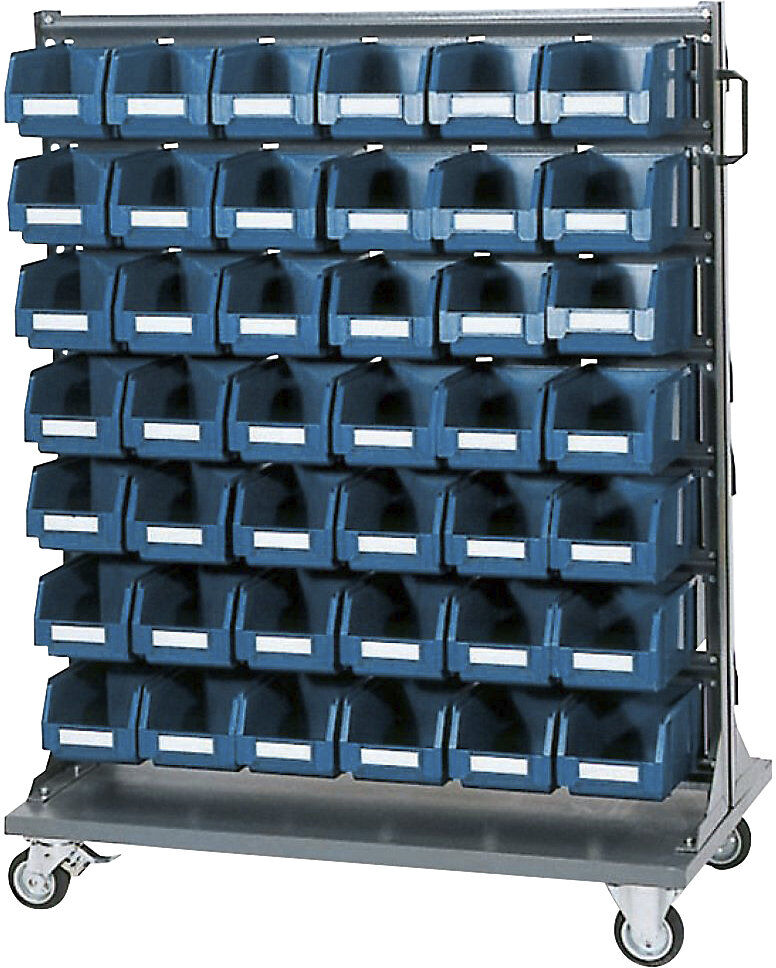 kaiserkraft Kleinteile-Lagerregal-Rollwagen ECO, mit Sichtlagerkästen, HxT 1335 x 550 mm