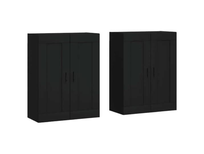 2er Set Wandschraenke Schwarz Holzwerkstoff Hängeschrank mit Stauraum Feuchtigkeitsbestaendig, glatte Oberflaeche, als Highboard nutzbar, platzsparend, stabil