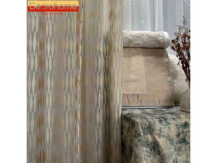 Rideaux en Tulle Jacquard à fil doré, pour salon, chambre à coucher, écran de fenêtre progressif, fenêtre française, rideaux de balcon personnalisés