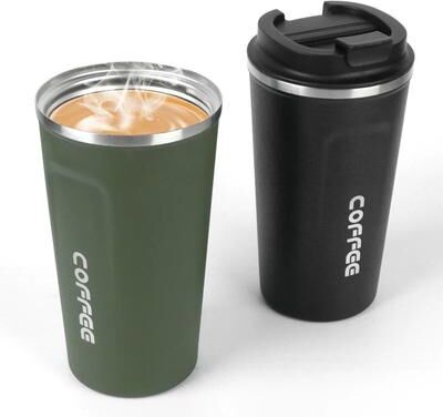 Uplift Essentials Thermo Cafe Coffee Mug Stainless Steel Leak Proof Travel Cup 380ml Green