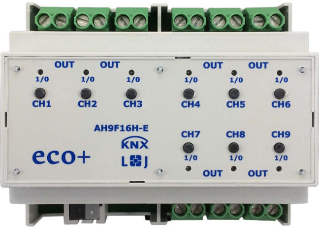 Lingg&Janke; Actionneur de commutation KNX eco+ 9 canaux 16A 6TE AH9F16H-E ; Lingg & Janke (79238 / 79238SEC)
