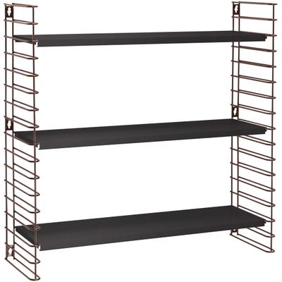 Wandregal METALTEX "Tomado", schwarz (bronzefarben, schwarz), B:70cm H:68cm T:21cm, Regale, Wandregal, Seitengitter bronzefarben