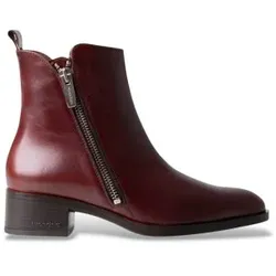 Wonders für Damen. D-1810 Granatfarbene Stiefeletten D-1810 (37), Leder, 3 bis 5 cm, Reißverschluss, Lässig, Kastanienbraun