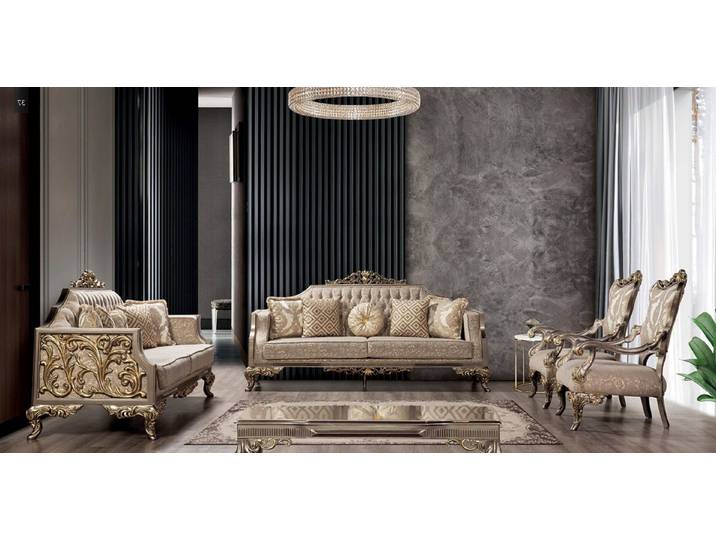 Xlmoebel Polstergarnitur Luxus Sofa mit eleganter Oberflächenbehandlung in zeitgemäßem Design, (Polstergarnitur, 5-tlg., 2x Sofa 3 Sitzer / 2x Sessel / Couchtisch), Hergestellt in Europa