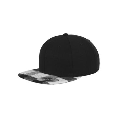 Snapback Cap FLEXFIT "Flexfit Snapback Checked Flanell Peak Snapback", Herren, Gr. onesize, schwarz (balck, weiß), 80% Polyacryl, 20% Wolle, Caps