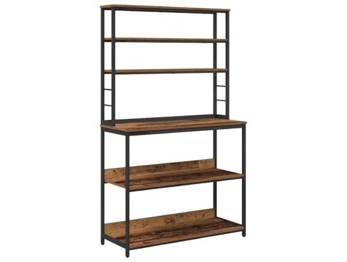 GFMGUEMV Freistehendes Küchenregal mit Stahlrahmen und Holzwerkstoffböden, 100 x 40 x 168 cm, industrieller Stil für Küche und Essbereich
