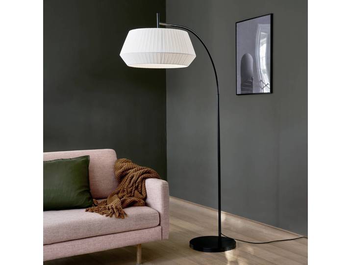 Nordlux Bogenlampe Dicte, weiß / opal, für Wohn- / Esszimmer, Textil / Stoff / Seide, Skandinavisch, Stehlampe