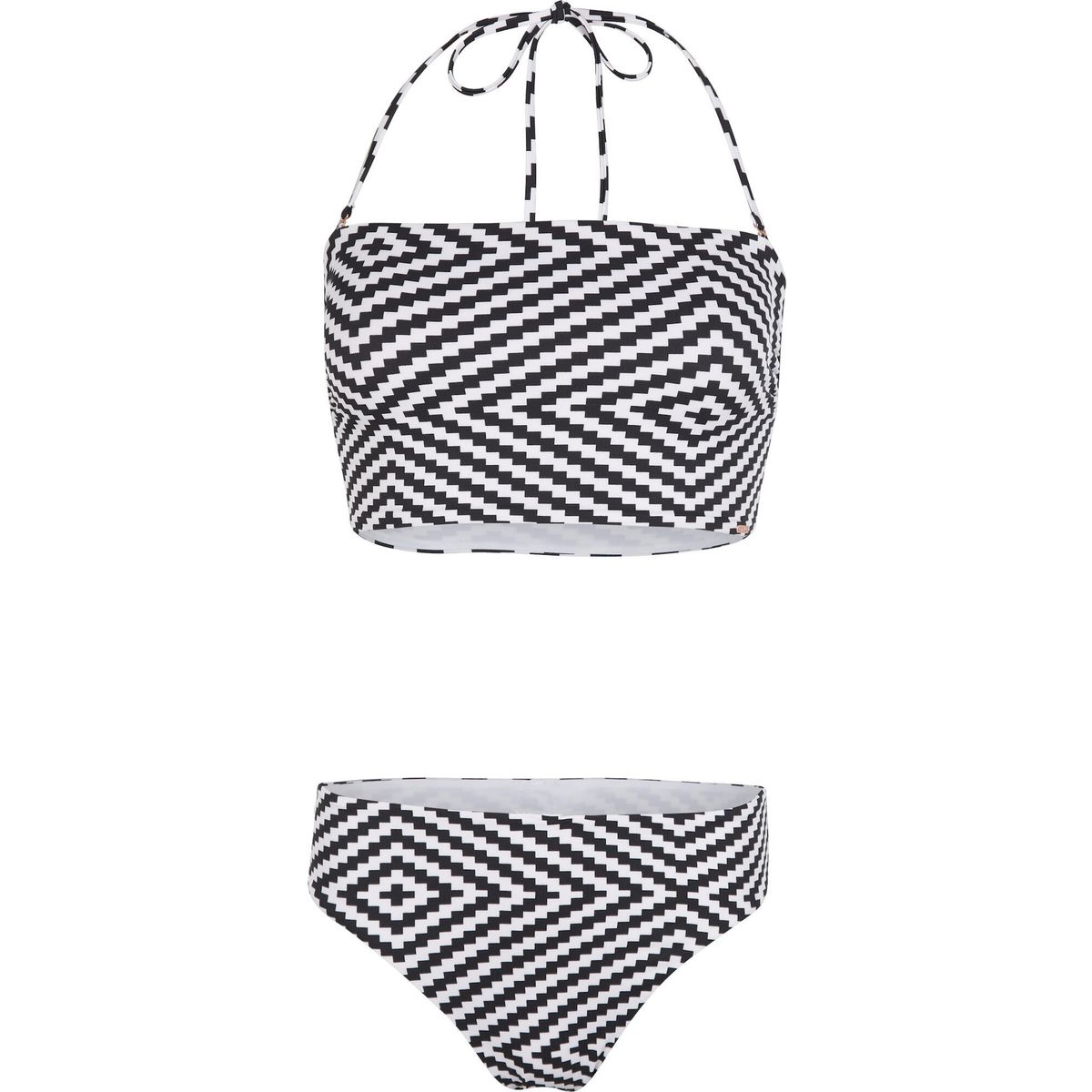 O'Neill Surfers Not Street Children Longline Jen Love Bandeau Bikini Set black & white snsc (39061) 42 1800135-39061-42