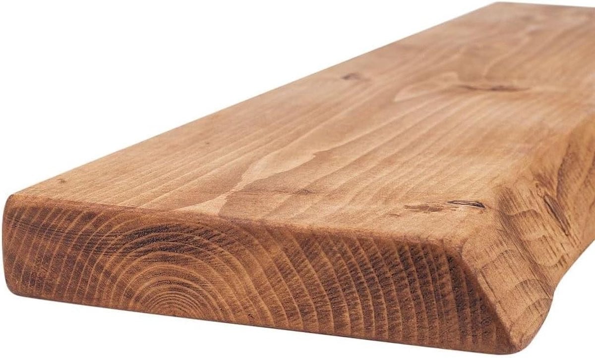 Handgemaakt Wandrek van Massief Hout - Drijvende Plank in Licht Hout - 180 cm Lengte
