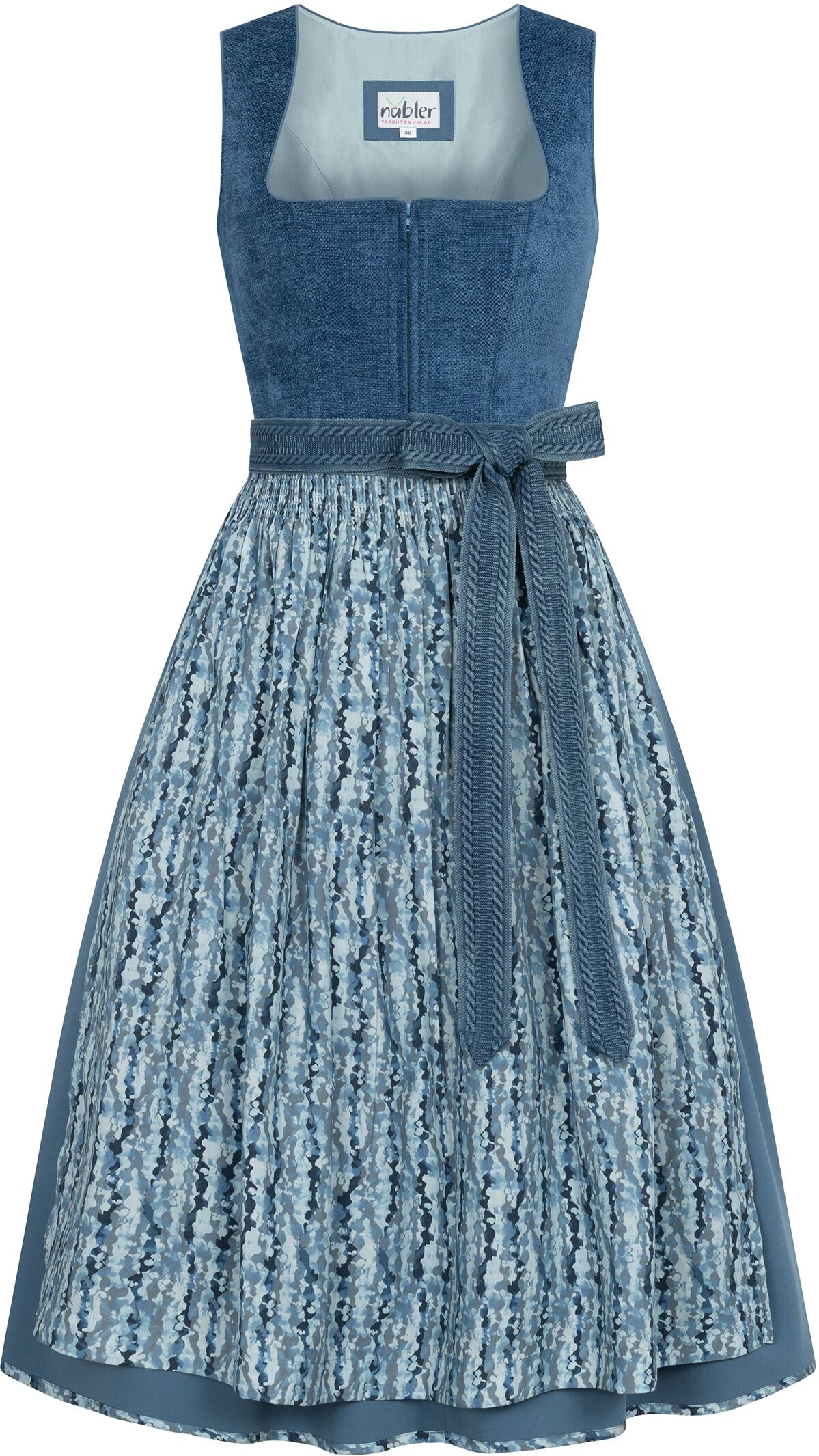 Dirndl NÜBLER "Midi Dirndl Kalea", Damen, Gr. 40, EURO, blau, Obermaterial: 100% Polyester PES., Kleider Dirndl