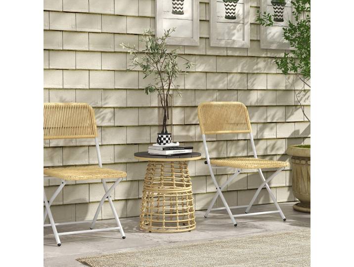 Outsunny Table Jardin Ronde Résine Rotin Métal Ø45cm