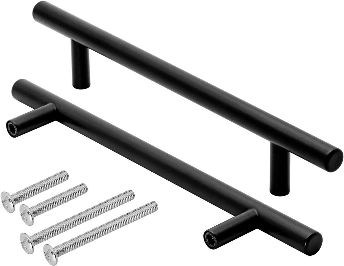Set van 10 mat zwarte meubelgrepen van roestvrij staal voor keukenkasten en meubels