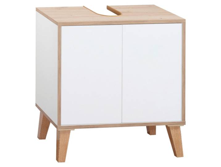 Mid.you Waschbeckenunterschrank Morena, Weiß, Eiche Artisan, 1 Fächer, nur wie online abgebildet bestellbar, 60x63x32.5 cm, FSC Mix, stehend, Holzmöbel, Holzschränke, Waschbeckenunterschränke Holz