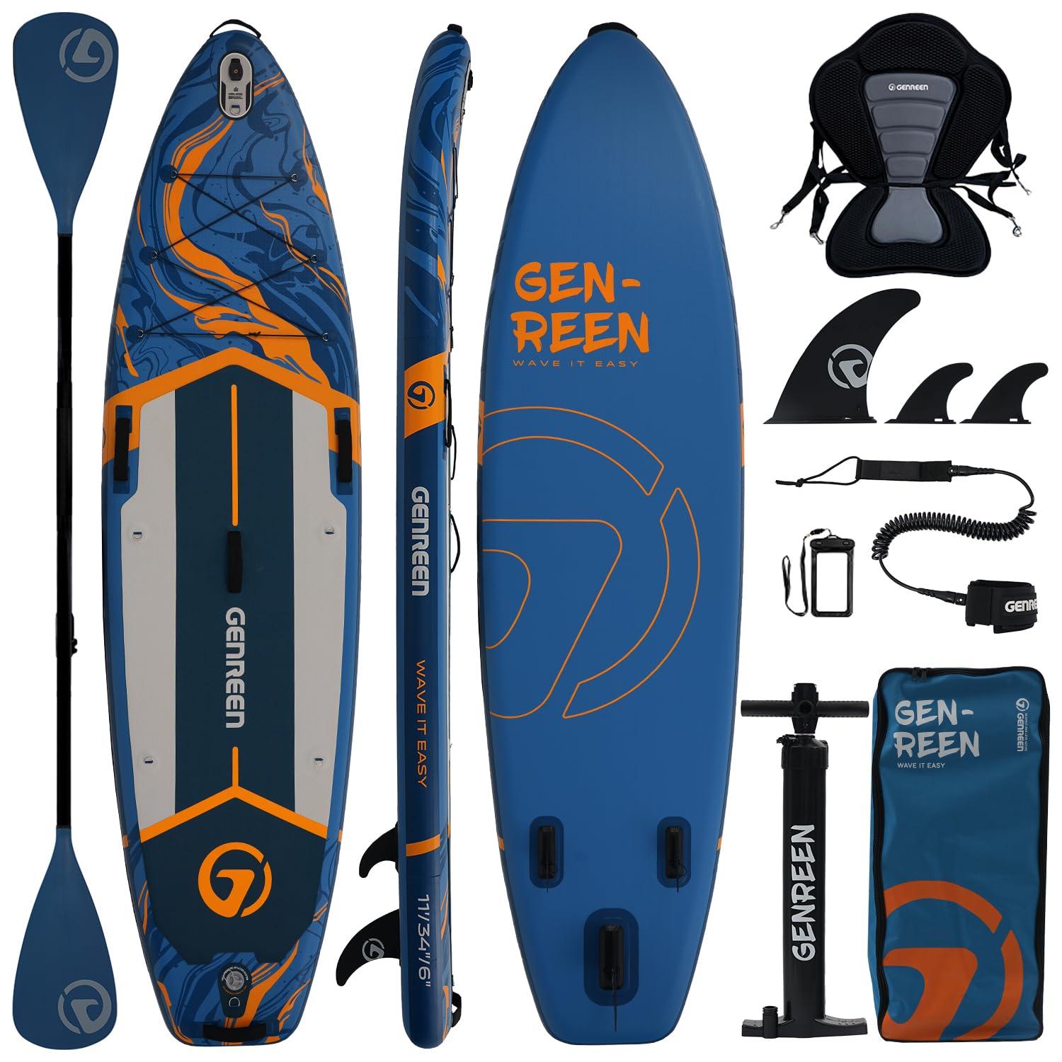 Aufblasbares SUP-Board, Ocean Blue - Abmessungen: 335 x 84 cm - Dicke: 15 cm - Material: EVA-PVC