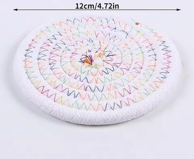 Inspired Living SilkWeave Round Cotton Cup Mat 12 Cm Stylish Tabletop Coaster & Heat Protection Pot Holder e