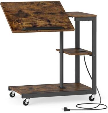 Costway 3-Tier Mobile Couch Side Table with Tiltable Tabletop-1 Piece