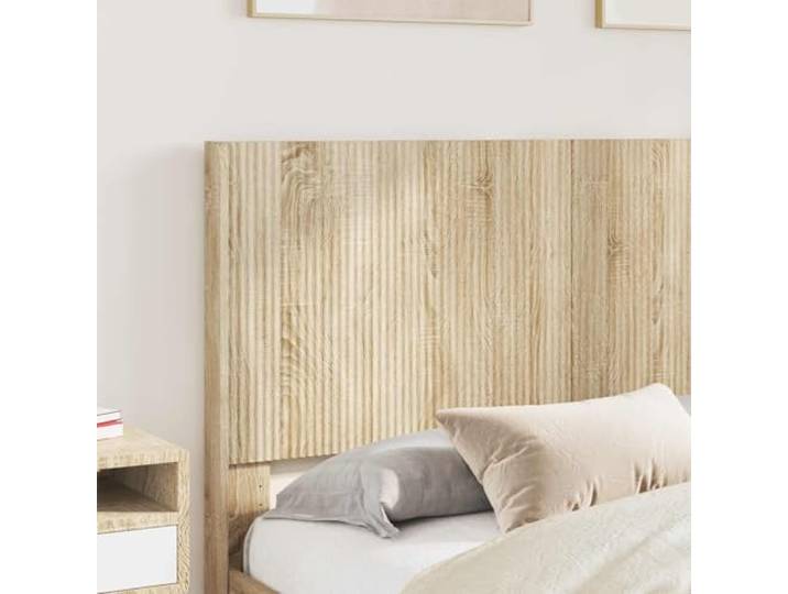 SKTQYQO Doppelbett mit Stauraum Sonoma Eiche Technisches Holz, integriertes Kopfteil, 160 x 200 cm, max. 280 kg