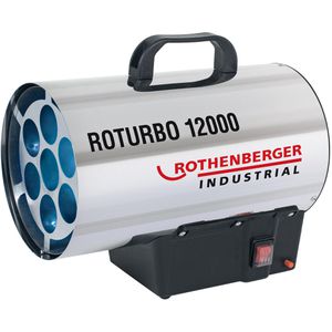 Rothenberger-Industrial Heizlüfter RoTurbo 12000, 13300 Watt, Gas-Heizgebläse mit 300 mbar, Spritzwasserschutz, 500 m³/h