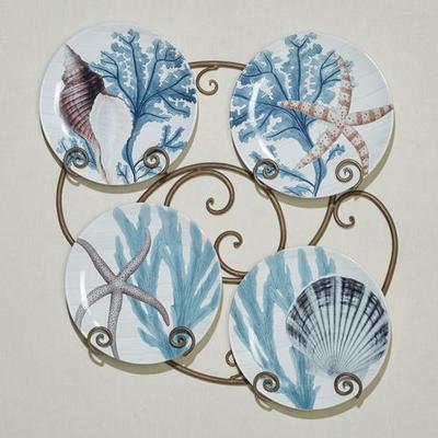Certified International Beyond the Shore Dinner Plates Multi Earth Set of Four, Set of Four, Multi Earth
