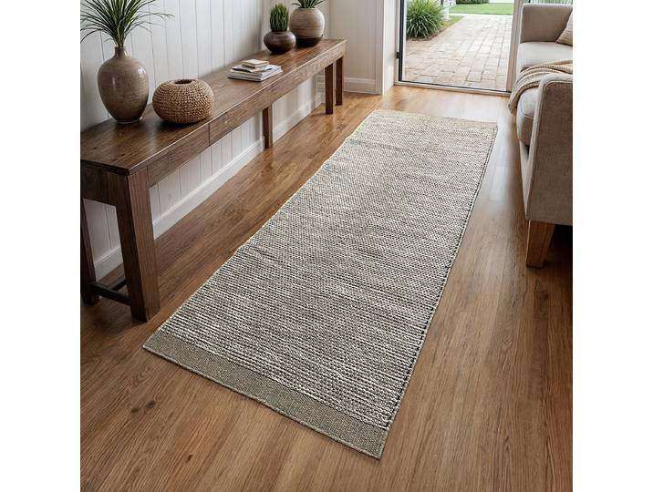 Wollteppich Aisha Grau/Creme/Grau 80 x 300cm Wolle