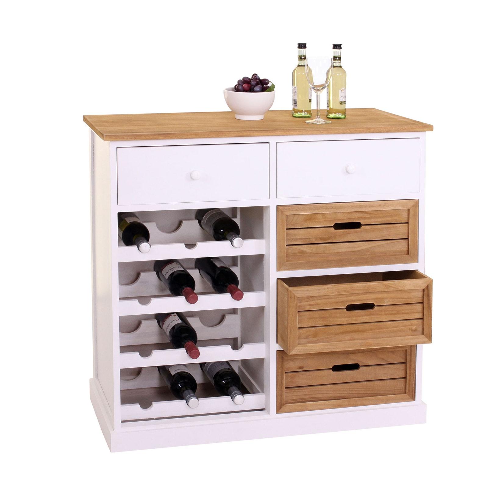 Weinregal MCW-B96, Kommode Flaschenregal für 12 Flaschen mit Schubladen, Landhaus 86x87x37cm