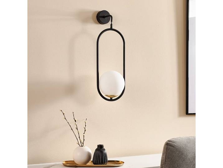 Wandleuchte Samba Jupiter, dimmbar, schwarz, für Wohn- / Esszimmer, Glas, Modern