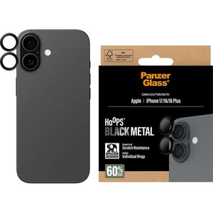 PanzerGlass Kamera-Schutz Hoops 55024, schwarz, 2 Stück, aus Hartglas, Individualschutz, für Apple iPhone 17