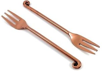 Vibhsa Artisan Twist-Edge Copper-Finish Salad Forks, Set of 6